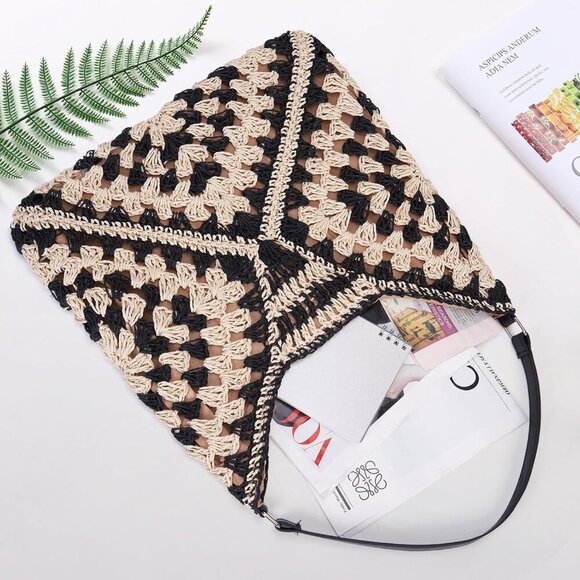 Straw Beach Tote Large Capacity Woven Summer Shoulder Handbag for Women - Picture 5 of 6